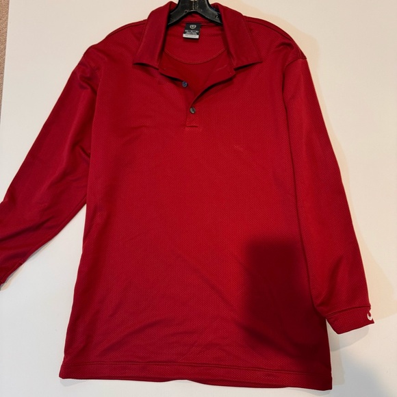 Nike Golf medium maroon long sleeve gold polo sleeves have been shortened - Picture 1 of 11